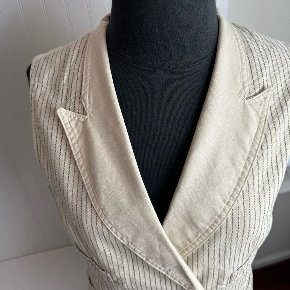 Denim & Supply Ralph Lauren Cream Pinstripe Double-Breasted Vest - Picture 8 of 14